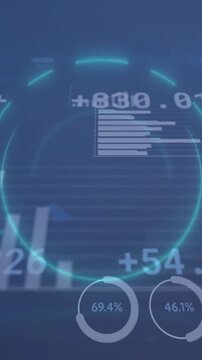 Animation of scope scanning and data processing over blue background
