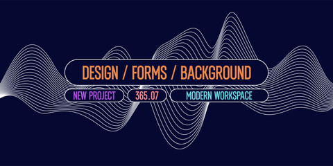 Vector abstract background with dynamic waves, line and particles. Illustration suitable for design.