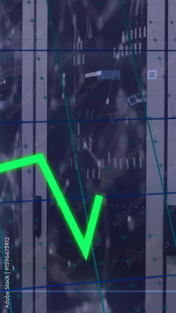 Poster animation of financial data processing over computer servers
