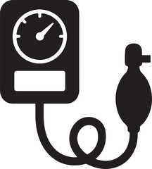 Silhouette vector of a blood pressure monitor icon, ideal for health checkup, medical, and diagnostic designs.