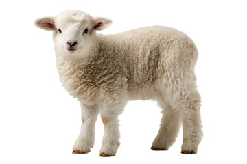 Fototapeta premium Adorable young lamb, fluffy white fleece