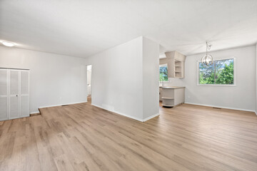 Large open living room with a kitchen and a bathroom