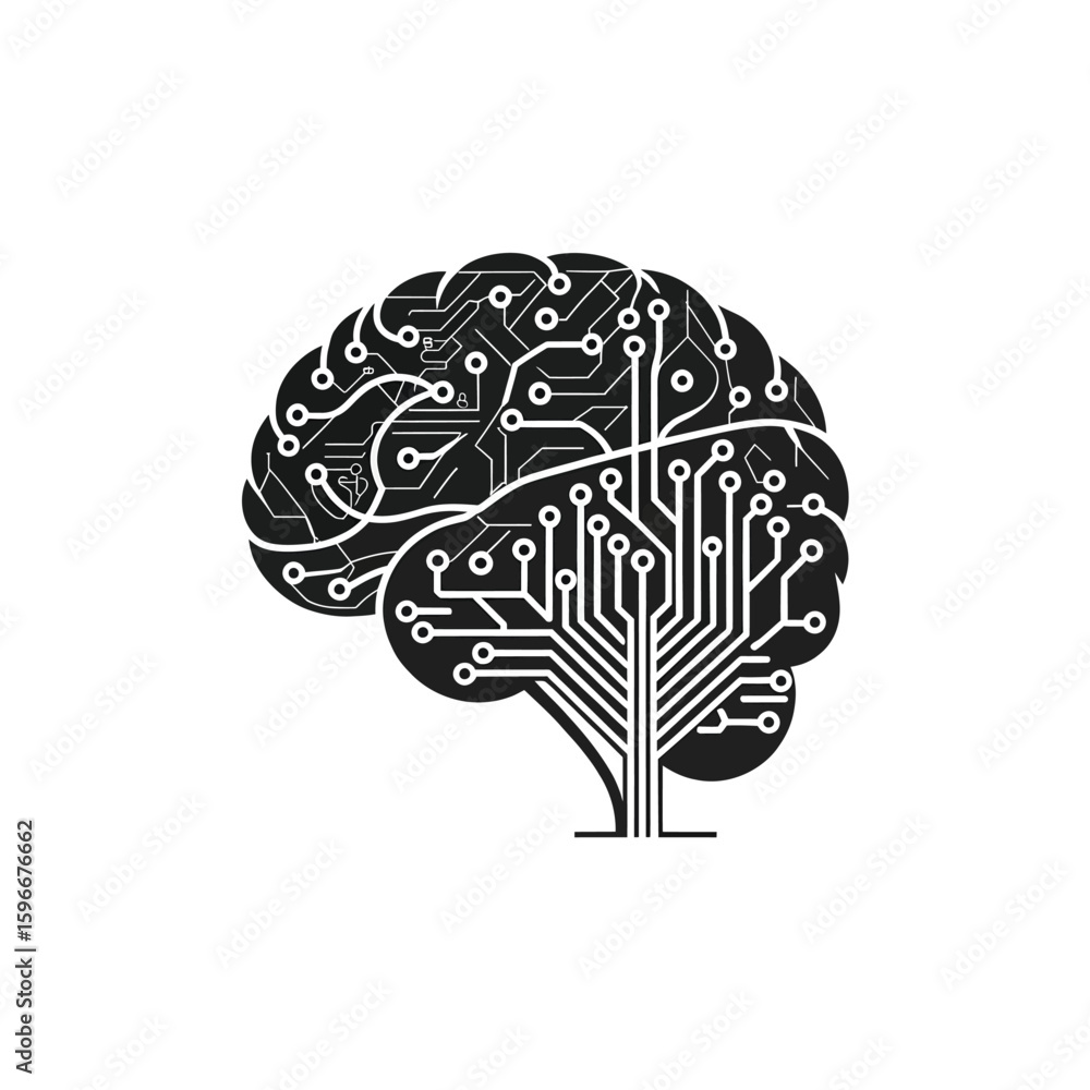 Poster digital brain: a captivating graphic showing the brain as a network of intricate electronic pathways
