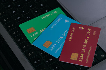 Customer using credit card for payment to owner business. Cashless technology and credit card...
