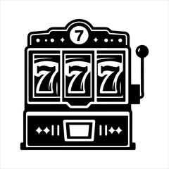 Minimalist Black and White Slot Machine Icon Vector of Jackpot on white background
