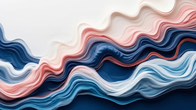 Abstract White Coral and Navy Blue Waves and Ribbons Texture Background