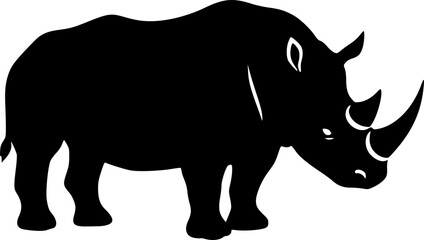 Fototapeta premium rhino standing isolated icon silhouette vector art illustration on white background 