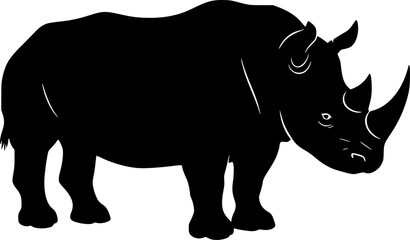 Fototapeta premium rhino standing isolated icon silhouette vector art illustration on white background 