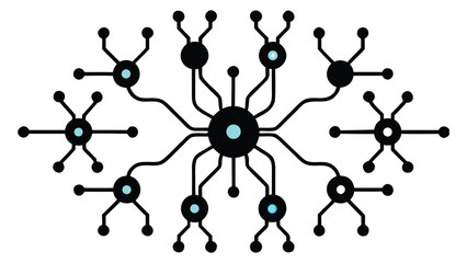 Abstract neural network visualization depicting interconnected nodes and branching pathways symbolizing complex data processing and artificial intelligence