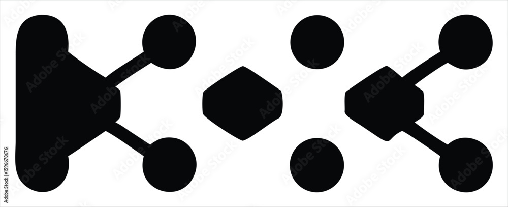 Aufkleber abstract geometric pattern with symmetrical black shapes and oval elements on a white background