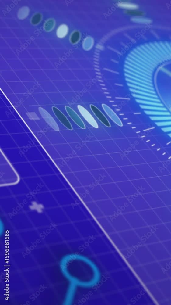 Poster animation of digital data processing over blue background