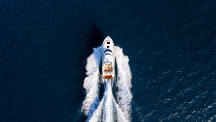 Luxury Yacht Cruising the Deep Blue Sea: An Aerial Perspective