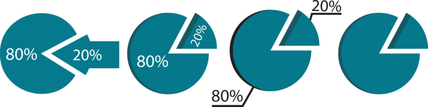 Pareto Principle Pie Chart &ndash; 80 20 Rule Vector Illustration for Business Strategy and Productivity Optimization.
