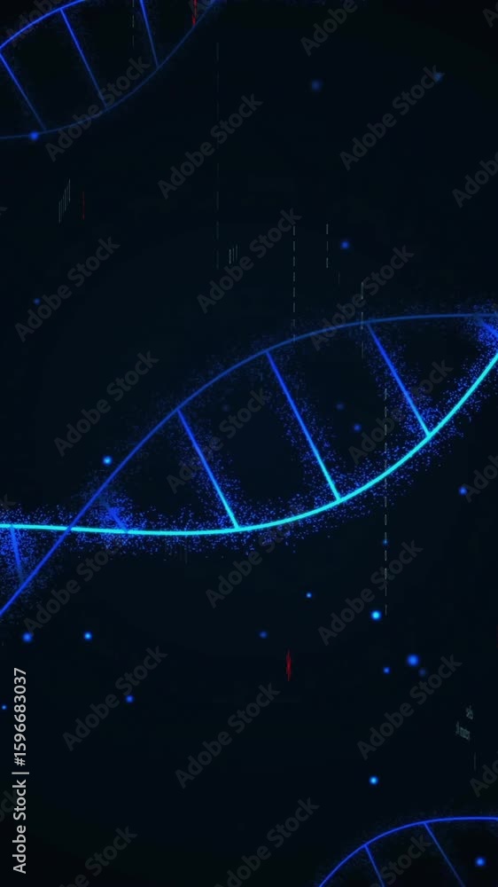 Aufkleber Animation of dna strands and binary coding digital data processing