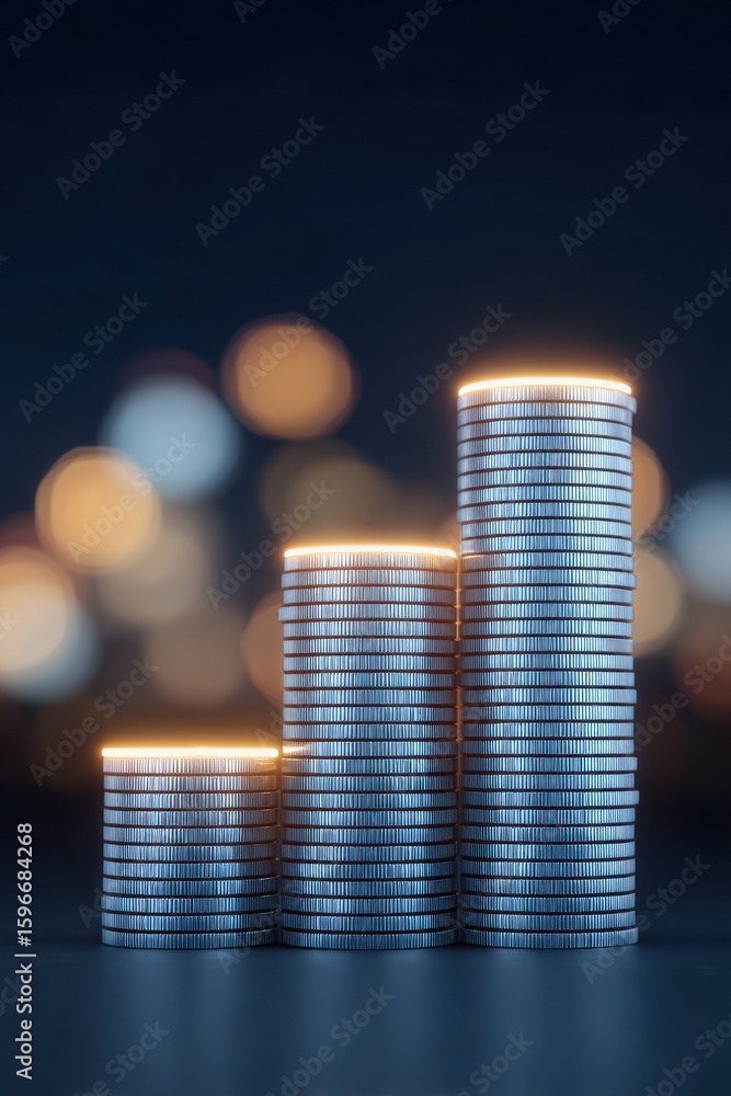 Poster glowing mosaic cylinders abstract 3d rendering
