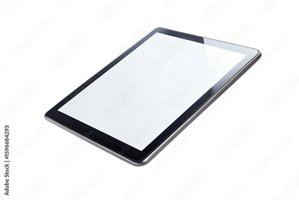 Poster a modern tablet computer with a blank, bright screen, ready for use isolated on transparent backgrou