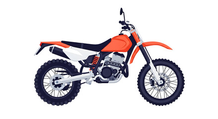 Fototapeta premium Orange Dirt Bike Isolated on White Background. Motorcycle Illustration.