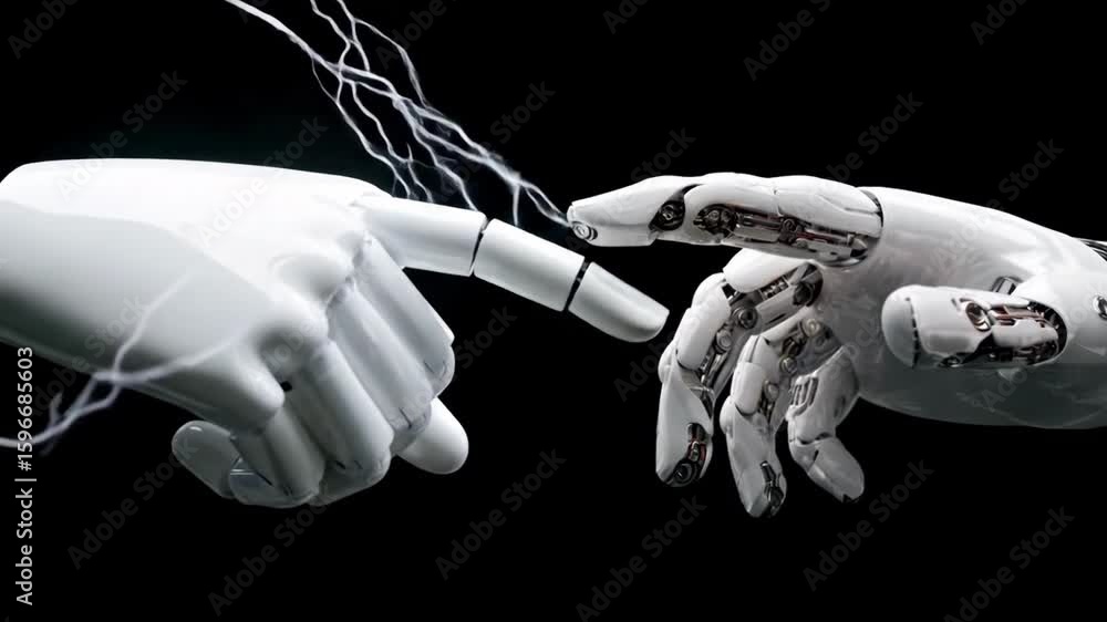 Poster touch of creation: a conceptual artistic representation showcases a connection between the human han