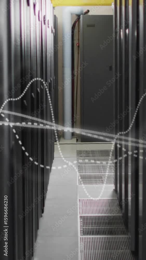 Poster Animation of digital data processing over computer servers