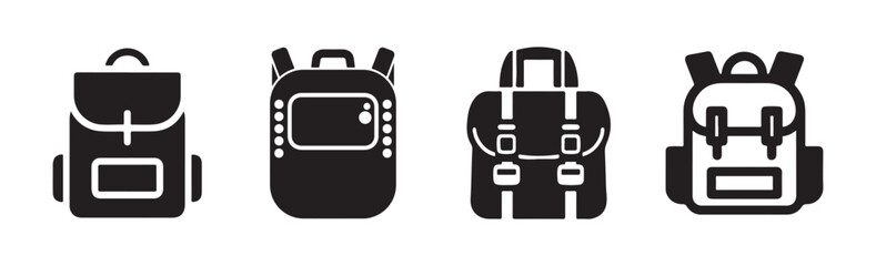 Black backpack icon symbol. Backpack silhouette logo vector. Backpack icon. Vector eps 10