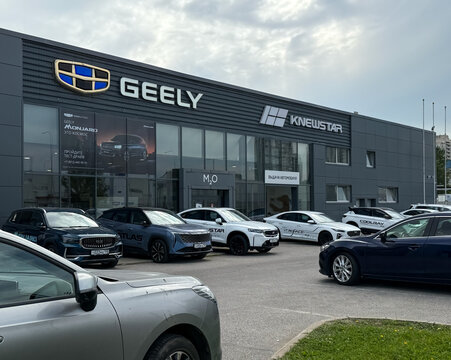 Dealer store GEELY, CHERY. Brand's showroom. Chinese State Car Manufacturers. Luxury division of Chinese State-owned automaker GEELY, CHERY. 