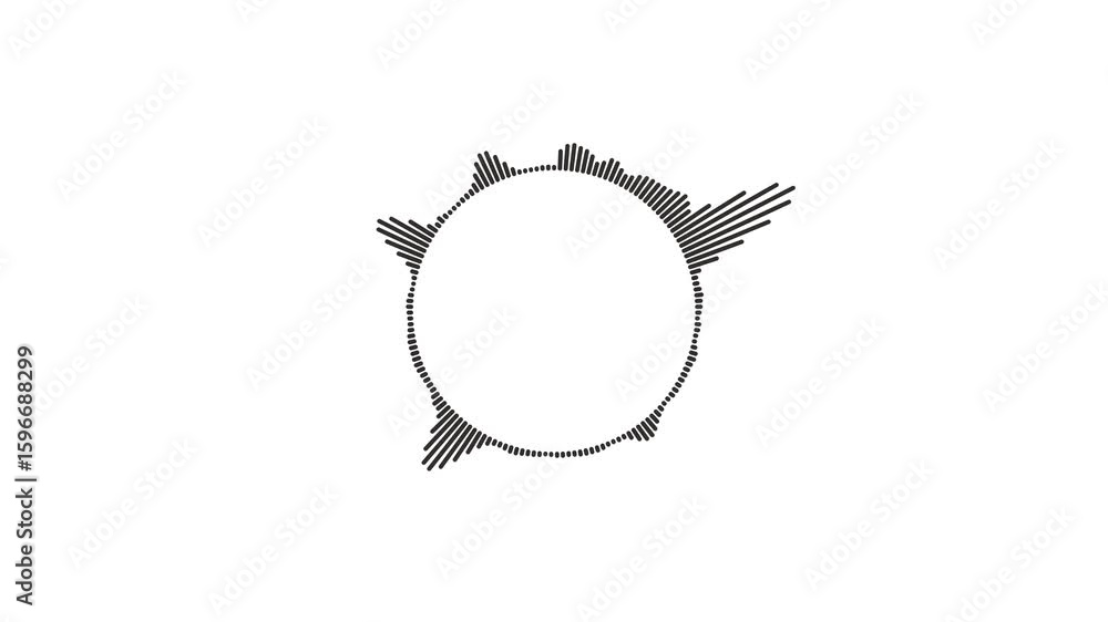 Poster sound wave circle icon, podcast player interface animation isolated on white background