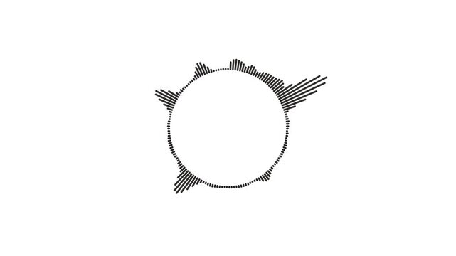 Sound wave circle icon, podcast player interface animation isolated on white background