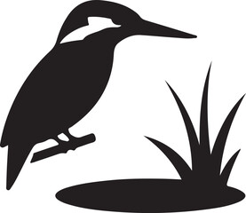 Naklejka premium kingfisher silhouette vector icon, symbol of kingfisher illustration, solid black kingfisher clipart.