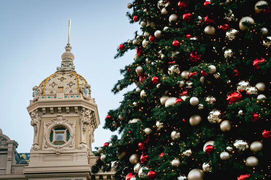 Montecarlo casino with Christmas tree