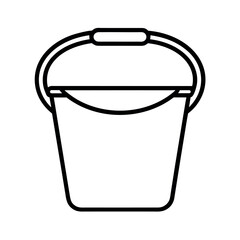 Cleaning Bucket Outline Vector Icon | Household Tool Illustration 