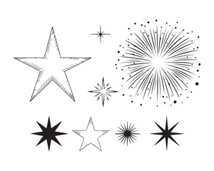 Obraz premium Black and white starburst and star shapes sparkle shine