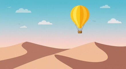 Desert hot air balloon sunrise