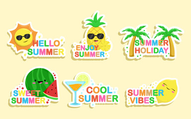 Sticker Set of Summer Illustration