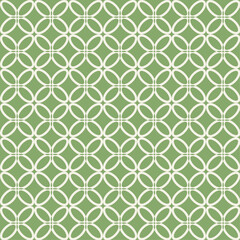 Seamless Geometric Pattern with Interlocking Circles in Fresh Green and White