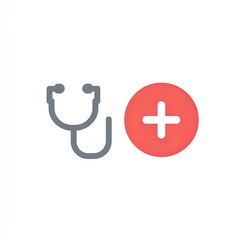 Obraz premium Medical Icon Stethoscope and Plus Sign