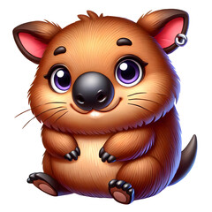 Illustration of a cute Wombat 3d style isolated on a transparent background