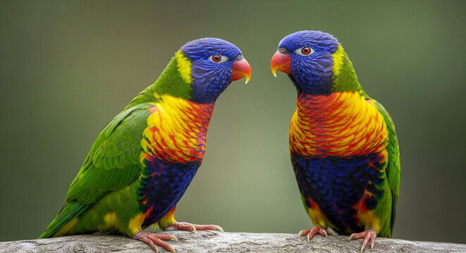 two parrots on a black background