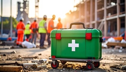 First aid kit on construction site