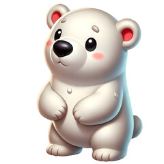 Polar bear 3d style illustration isolated on transparent background