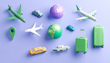 Flat lay of travel items