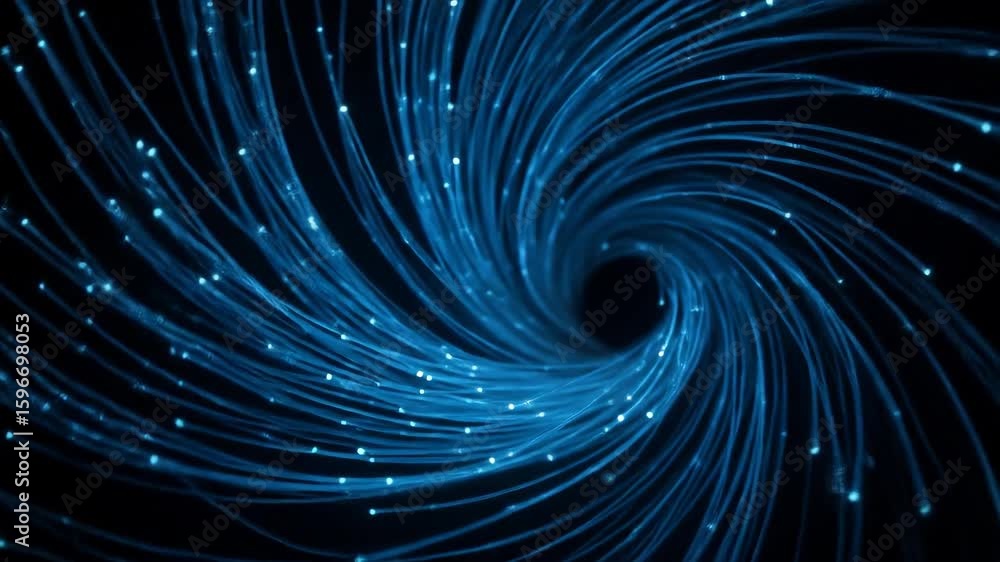 Poster abstract blue vortex of light - glowing blue lines swirl into a vortex, creating a dynamic and capti
