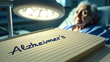 Alzheimer's awareness event hospital room informational content healthcare environment close-up view mental health concept