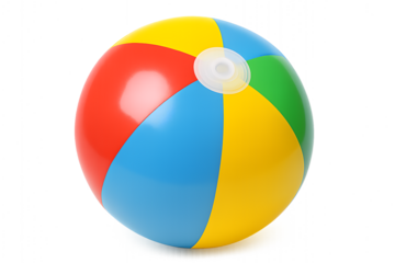 Colorful inflatable beach ball with red blue yellow and green panels