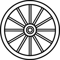 Fototapeta premium Wild West spoked wheel outline icon 