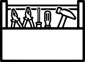 Minimalist tool chest icon with bold black lines
