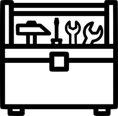 Minimalist tool chest icon with bold black lines
