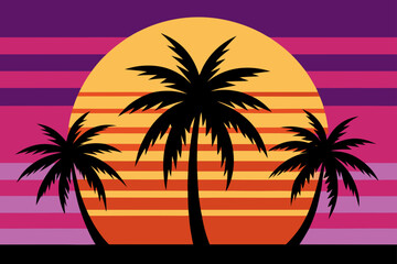 palm trees on sunset