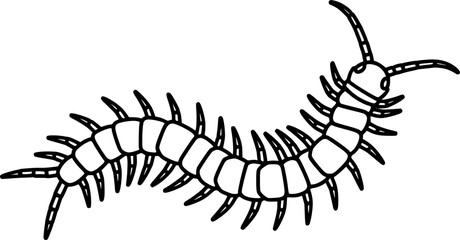 Naklejka premium Centipede outline icon vector 