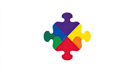 Colorful Jigsaw Puzzle Pieces on White Background