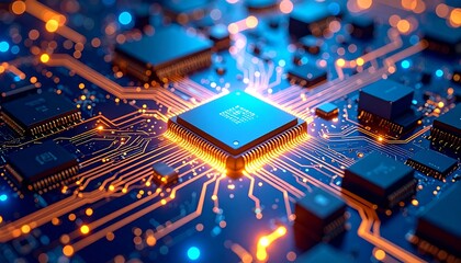 High-tech circuit board with central processor